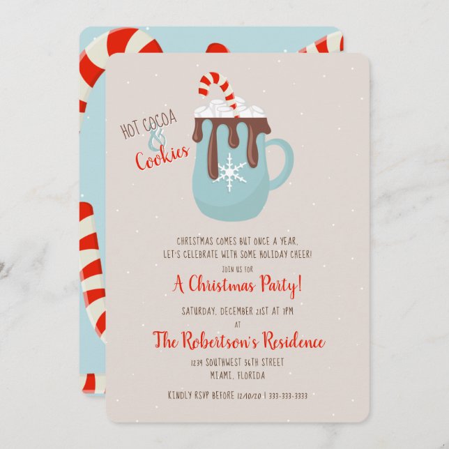 Hot Cocoa Christmas Invitation (Devant / Derrière)