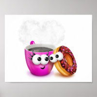 Hot Coffee And A Donut Poster