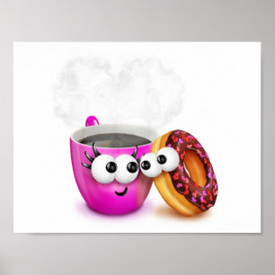 Hot Coffee And A Donut Poster