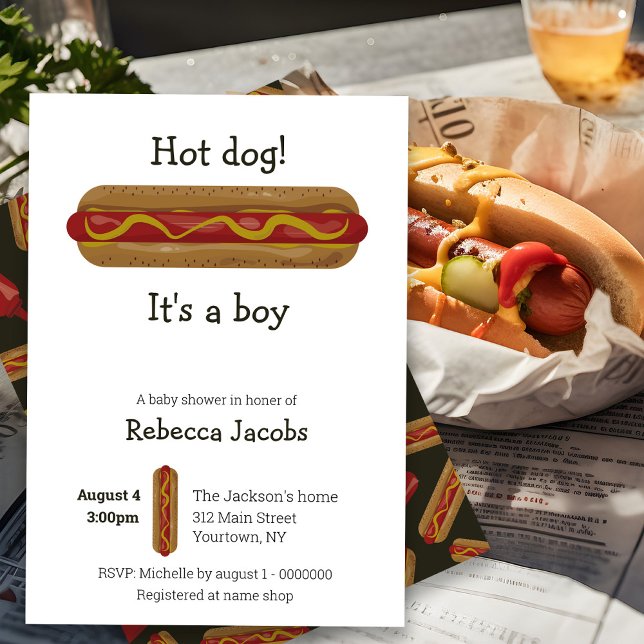 Hot Dog! C'est un garçon Baby shower Invitation (Créateur téléchargé)