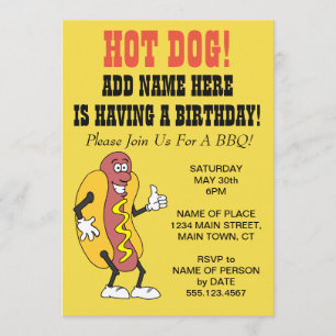 Hot Dog Quelqu'Un Qui A Une Invitation BBQ Anniver