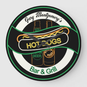 Hot Dogs & Beer Bar & Grill Wall Horloge