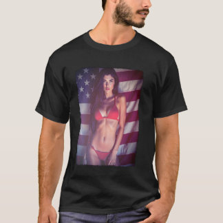 Hot Girl sur T-shirt pour hommes - American Flag &
