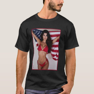 Hot Girl sur T-shirt pour hommes - American Flag &