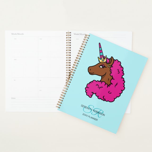 Hot Pink Afro Unicorn (Devant avec enveloppe)