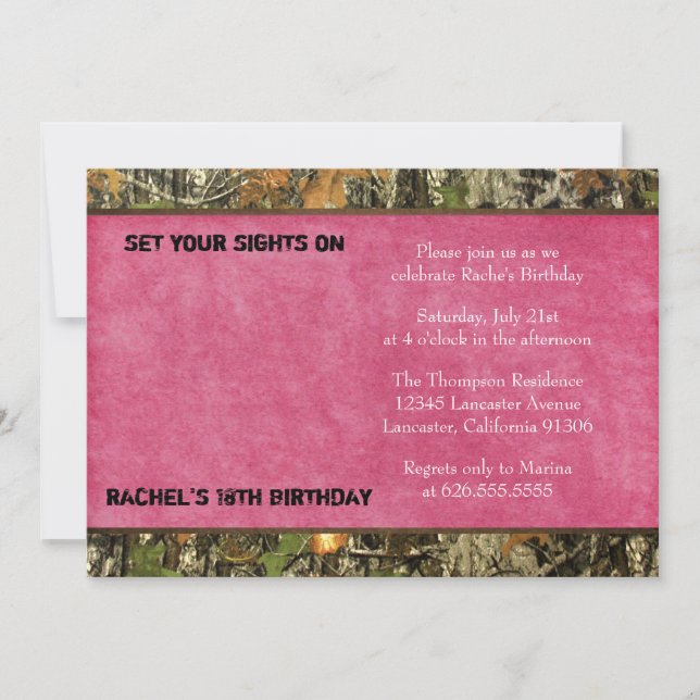 Hot Pink Camo Photo Anniversaire Invitation - drôl (Devant)