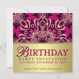 Hot Pink Diva Gal Invitations de fête d'anniversai