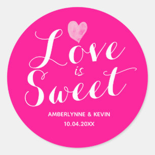 Hot Pink Love est doux Classic Round Sticker