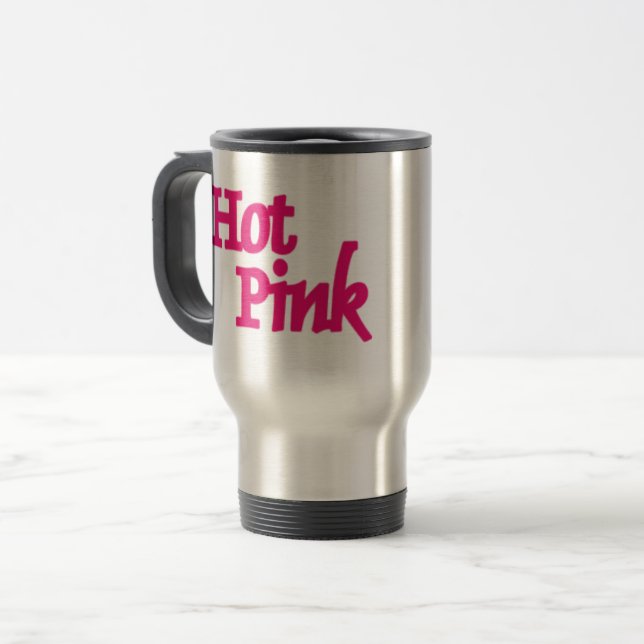 Hot Pink mot acier inoxydable voyage banlieue mug (Devant gauche)