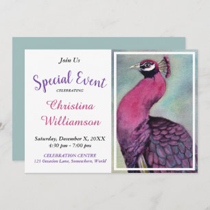 HOT PINK PEACOCK INVITATION DE L'ÉVÉNEMENT DE FÊTE