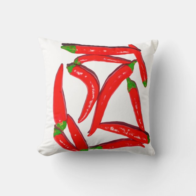 Hot Red Green Pipe Peppers Motif Coussin de coussi (Recto)