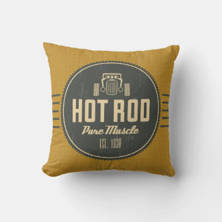Hot Rod Retro Étiquette Homme Cave Accent Coussins
