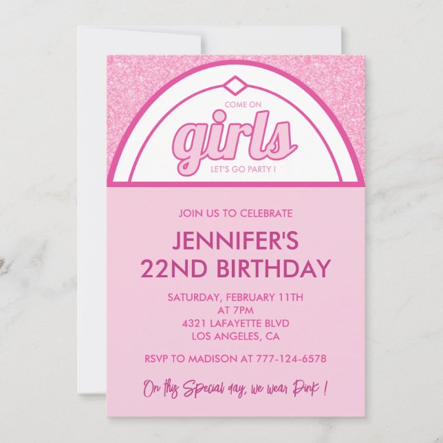 Hot rose 22e anniversaire invitations Parties scin (Devant)