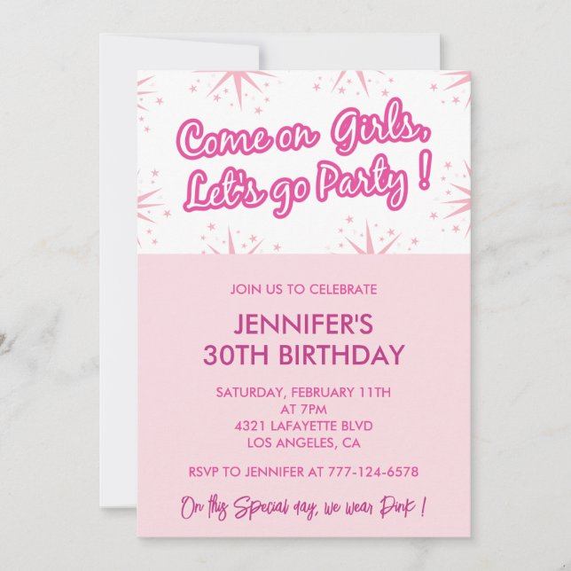 Hot rose 30e anniversaire invitations mode fun ten (Devant)