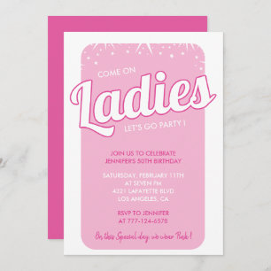 Hot rose 50e anniversaire invitations girly brilla