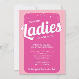 Hot rose 50e anniversaire invitations girly tendan