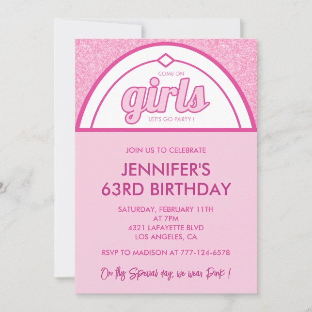 Hot rose 63e anniversaire invitations Parties scin (Devant)