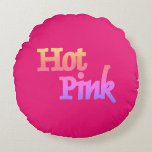 Hot Rose avec nom coussin en coton rond
