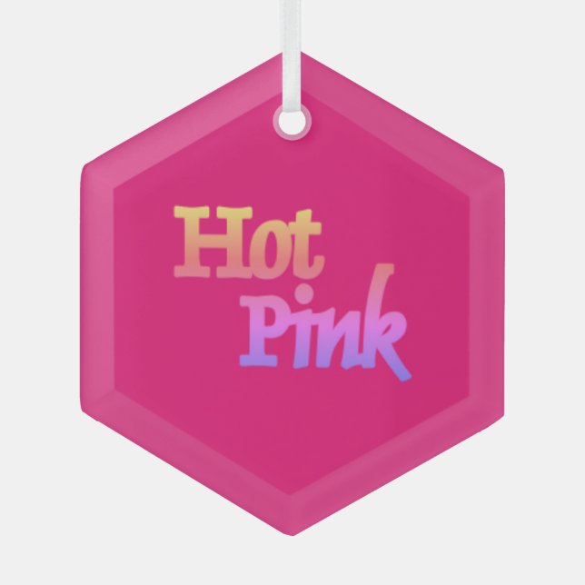 Hot rose avec nom en verre hexagone ornement (Recto)