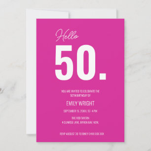 Hot Rose Bonjour Cinquante Anniversaire Invitation
