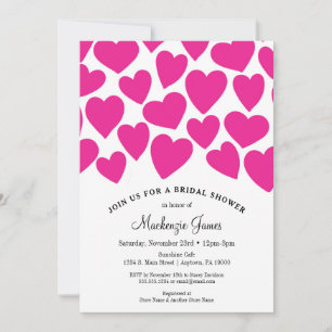 Hot Rose Coeurs Bridal Shower Invitation Whimsical