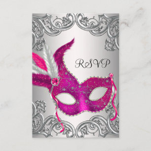 Hot rose en argent Masquerade Party RSVP