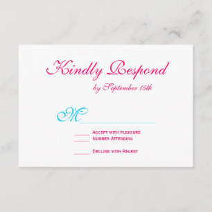 Hot rose Fuchsia Turquoise Turquoise Mariage Carte
