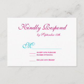 Hot rose Fuchsia Turquoise Turquoise Mariage Carte