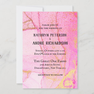 Hot Rose Gold Vintage Wedding Invitation