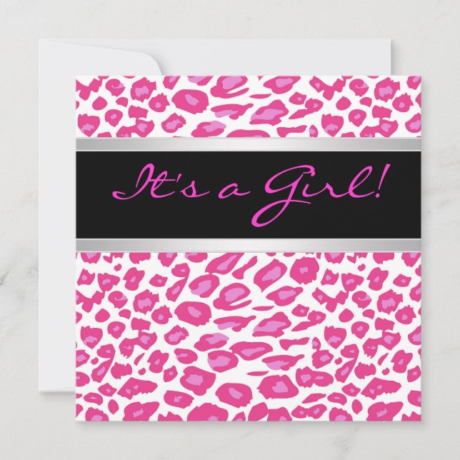 Hot rose Leopard Girl Baby Shower Invitations (Devant)