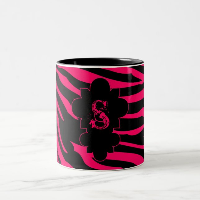 Hot rose noir Zebra Imprimer Animal Coffee Mug Cup (Centre)