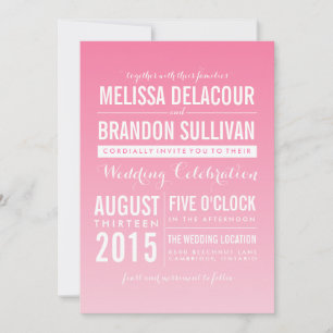 Hot rose Ombre/ Gradient Beach Wedding Invitations