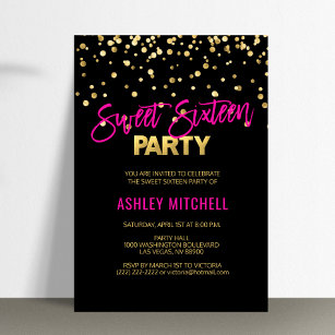 HOT SWEET SIXTEEN d'or rose 16 parties Invitations