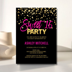 HOT SWEET SIXTEEN d'or rose 16 parties Invitations