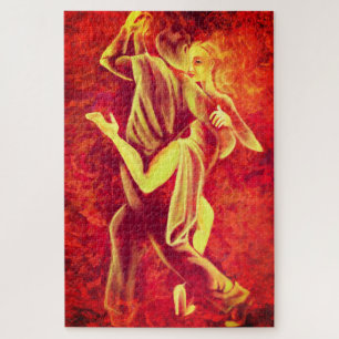 Hot Tango Dance Puzzle - Fire Couple Art Peinture