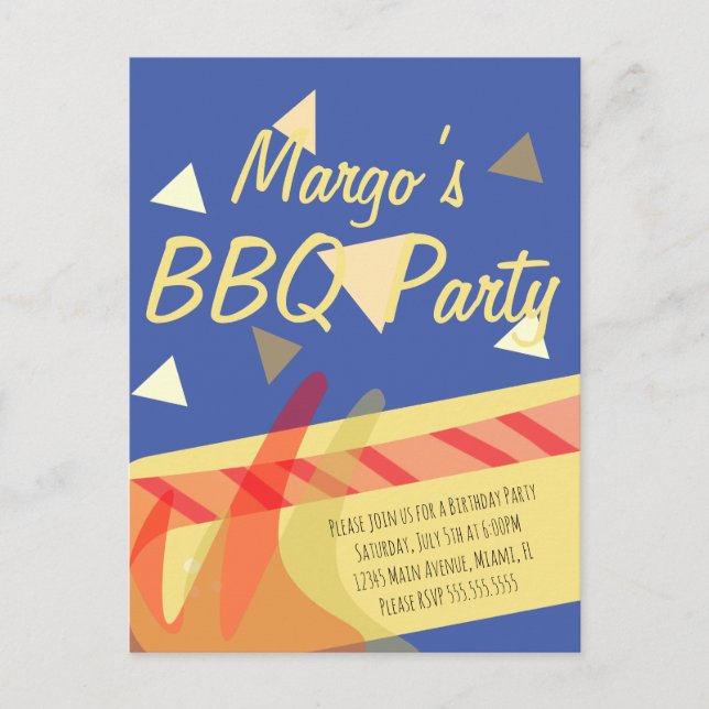 Hotdog Cookout BBQ Anniversaire Fête Invitation Po (Devant)