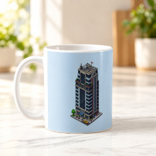Hôtel Pixel Isométrique Tour de la Ville Mug