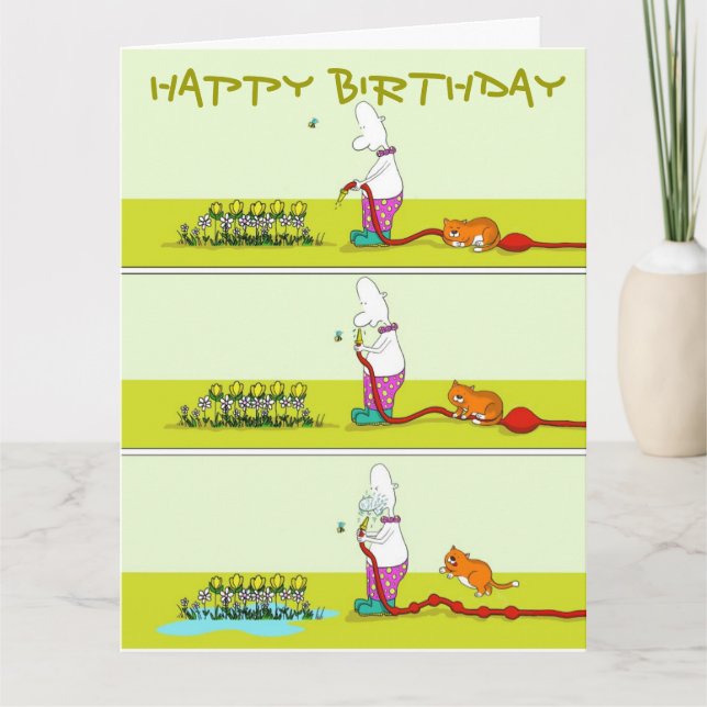 Hotte Down, drôle jardinage grasse chat et carte D (Devant)