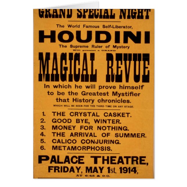 Houdini, rétro théâtre "de revue magique" (Devant)