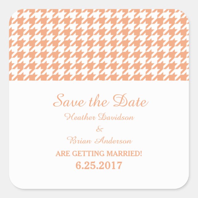 Houndstooth Enregistrer Stickers Date, Orange (Devant)