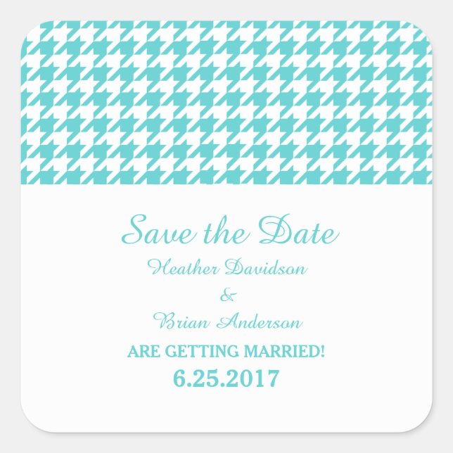 Houndstooth Enregistrer Stickers Date, Turquoise (Devant)