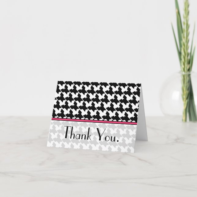 Houndstooth et Carte de remerciements rose (Devant)