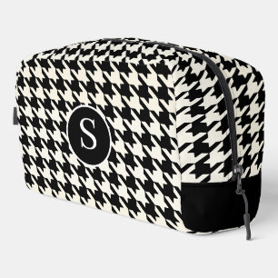 Houndstooth Motif Sac de toilette noir et blanc