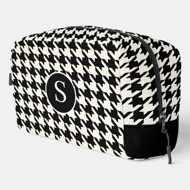 Houndstooth Motif Sac de toilette noir et blanc (Coin droit)
