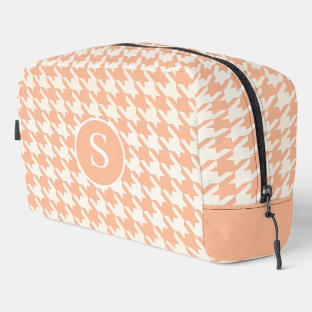 Houndstooth Pêcher Fuzz & Sac de toilette blanc (Coin droit)