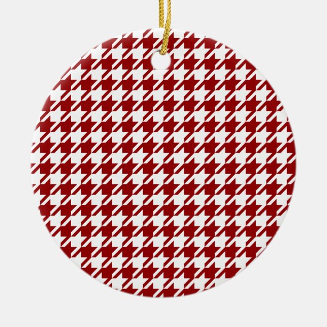 HoundsTooth Samba Sultry rouge ornement de Noël (Devant)