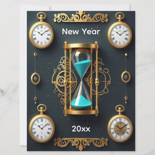 Hourglass and Watches Scrapbook Paper (Devant)