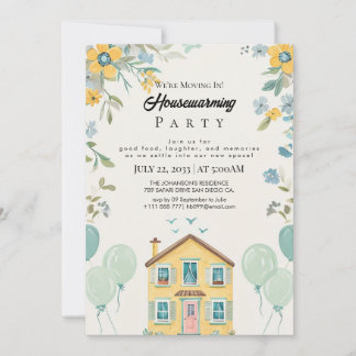 Housewarming Party Invitation Floral New Home Cele