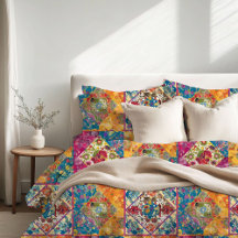 Bohemian Dreams Vibrant Floral Carrelage Duvet Cou