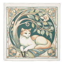 Conception de monogramme de chats floraux